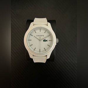 Men’s white Lacoste watch